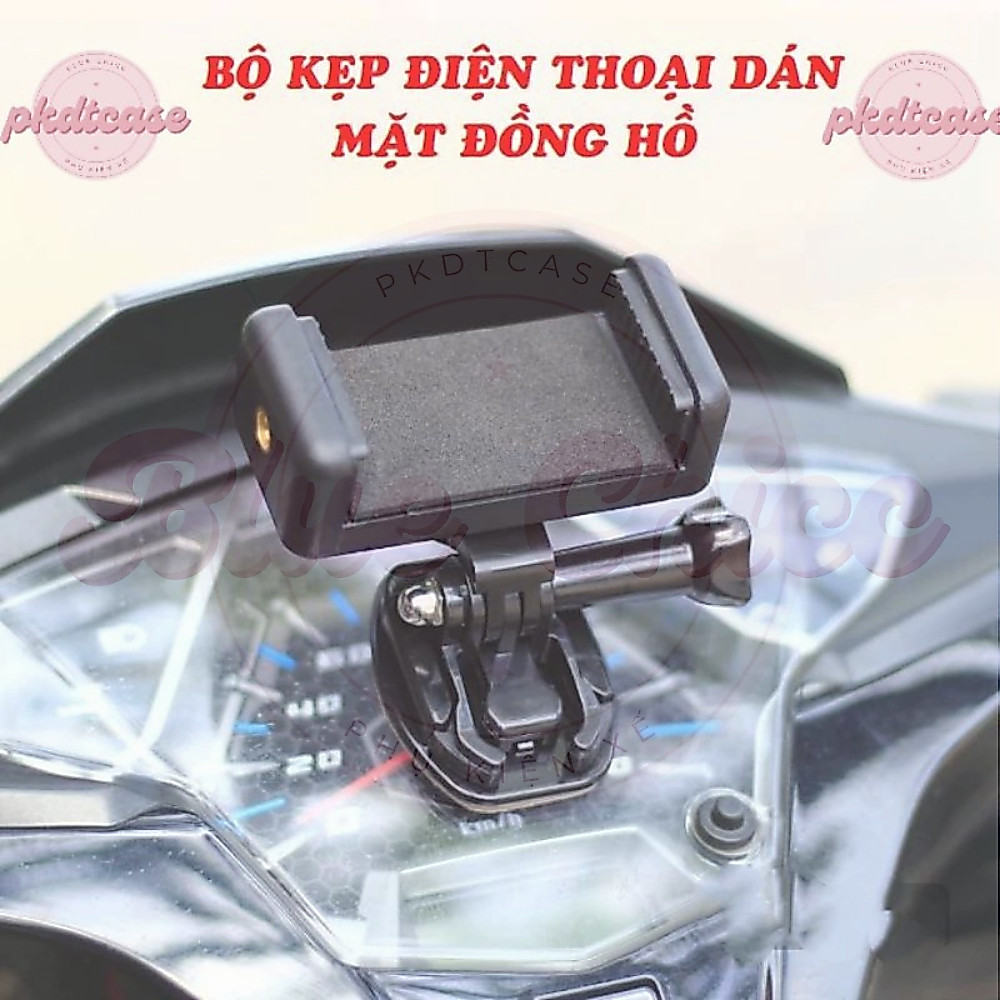Bộ Kẹp Điện Thoại Dán Lên Mặt Đồng Hồ Xe Máy, Đế Cài Dễ Dàng Tháo Lắp Kèm Keo 3m
