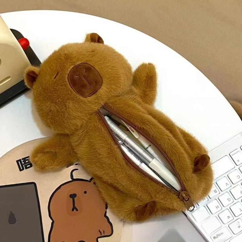 Enchanted Treasures Kotak Pensil Plush Kucing Imut Kapasitas Besar Resleting Halus Organizer Alat Tulis Sekolah
