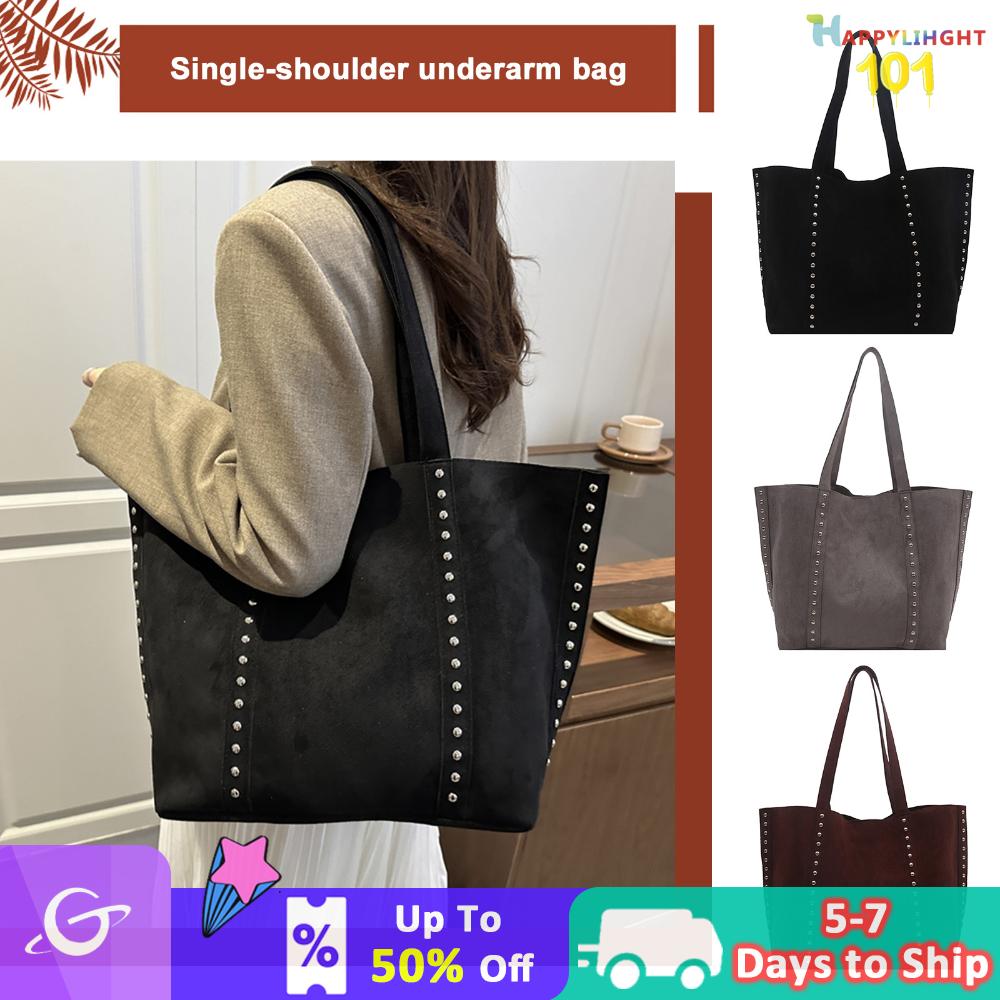 Nữ Phụ Nữ Giả Da Lộn Túi đeo vai màu trơn thời trang túi xách công sở đa năng nách Tote Túi cho du lịch đại học làm việc