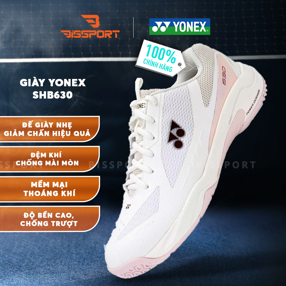 Giày Cầu Lông Yonex SHB630 Chính Hãng - Trắng Hồng (696) - Êm Vừa Đủ – Di Chuyển Nhẹ Nhàng - Bền Bỉ - Ổn Định