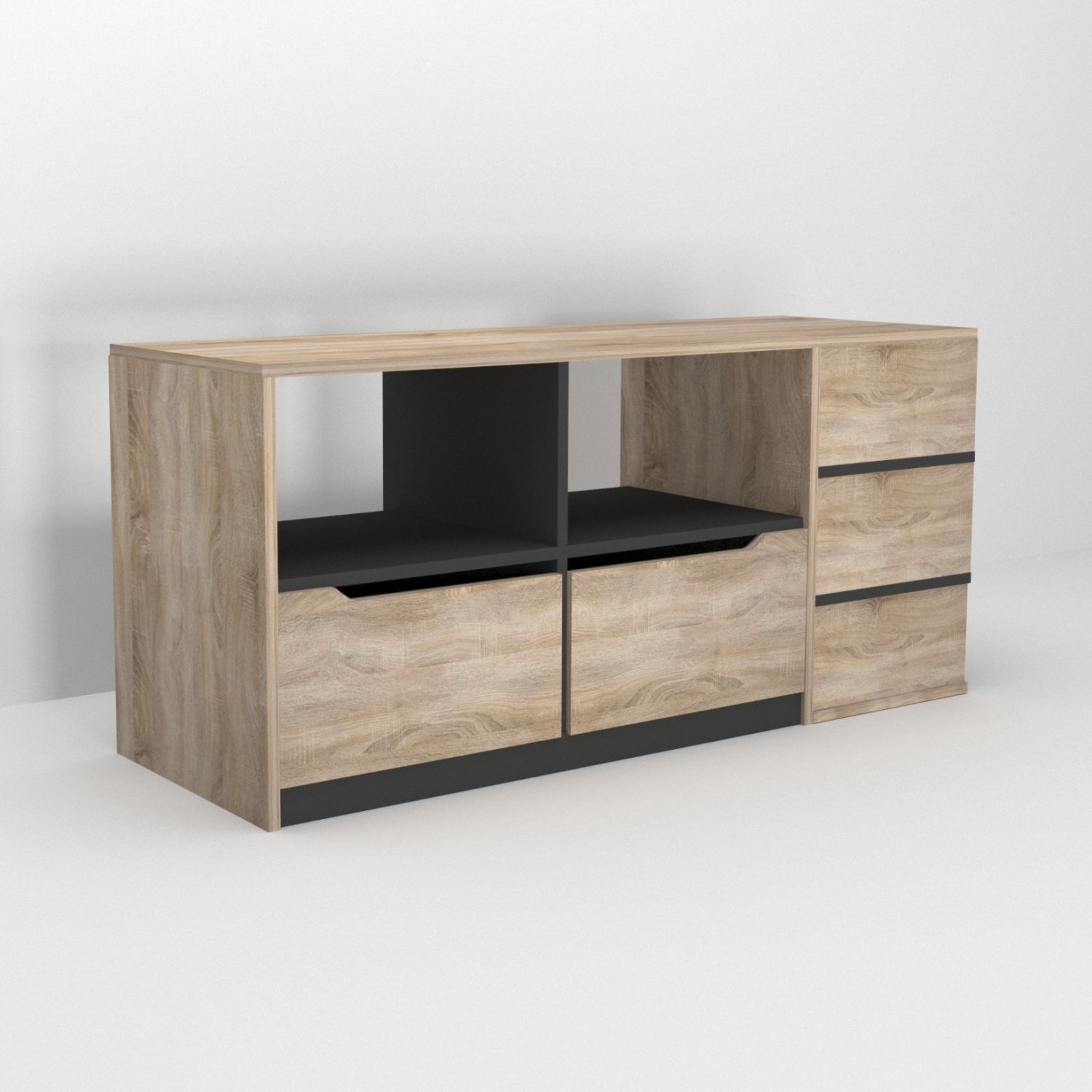 Global House DELICATO ชั้นวางทีวี 2 ลิ้นชัก รุ่น BEECH ขนาด 120X39X50ซม.สีบีช-เทา รับประกันของเเท้ ราคา 2,148 บาท*ส่งฟรี