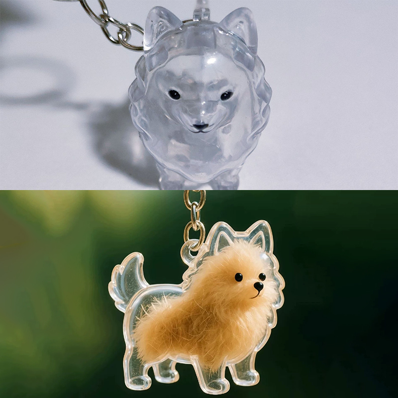 PICOK Rõ ràng Puppy tóc tưởng niệm lưu niệm viên nang pet của chó lông container tự làm mặt dây chuyền Keychain trang trí vật nuôi những người yêu thích nhà hiển thị Quà Tặng - 6