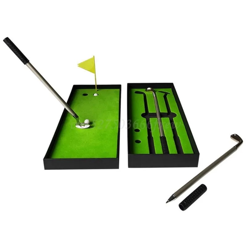 Simulated Golf Course Premium Mini Golf Pen Set Office Gift for Men Ballpoint Creative Writing Supplies Durable
