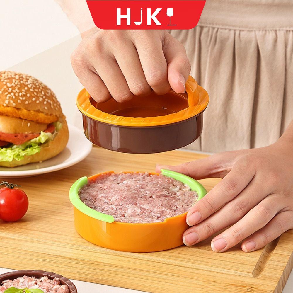 HJKL Không dính Khuôn ép bánh burger Hình tròn Hướng dẫn sử dụng Khuôn ép bánh mì thịt Dụng cụ làm burger Bền bỉ Máy làm bánh Patty Bánh cơm