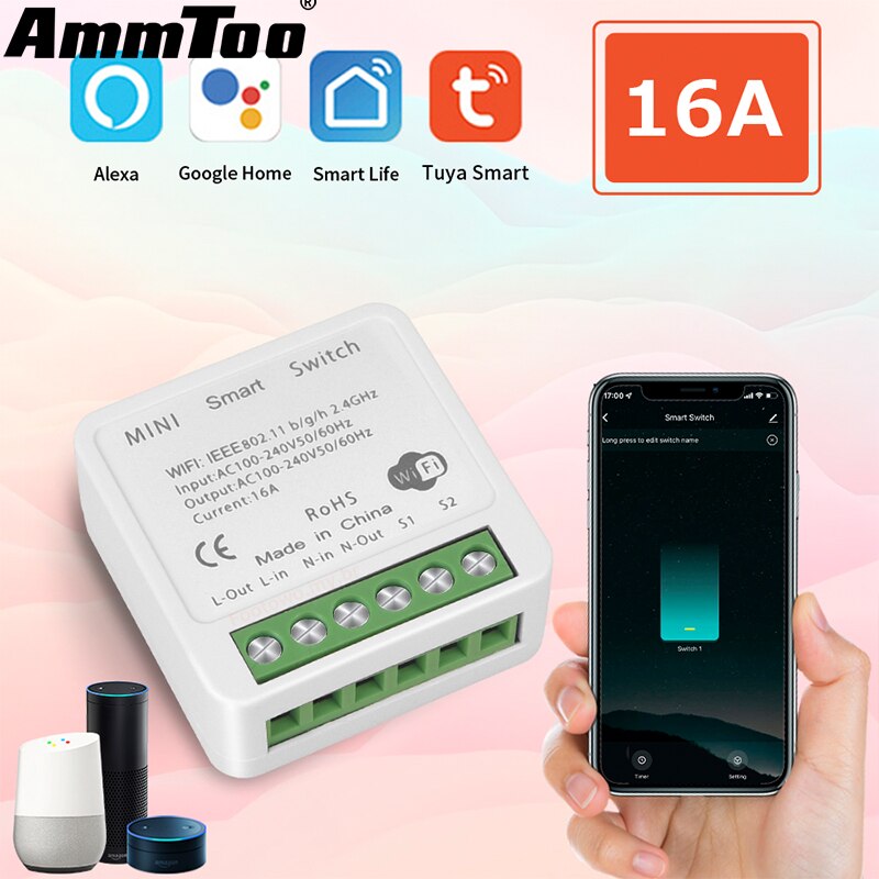 【Exclusive】 16A WiFi Smart Switch DIY Wireless Tuya Smart Home Alexa Yandex Mini Interruptor Two Way