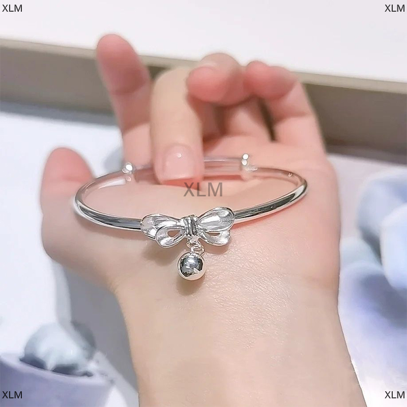 XLM Thời Trang Bạc Phụ Nữ Bow Chuông Bangles Có Thể Điều Chỉnh Cho Phụ Nữ Vòng Đeo Tay Wedding Party Trang Sức Người Yêu Quà Tặng Kỳ Nghỉ