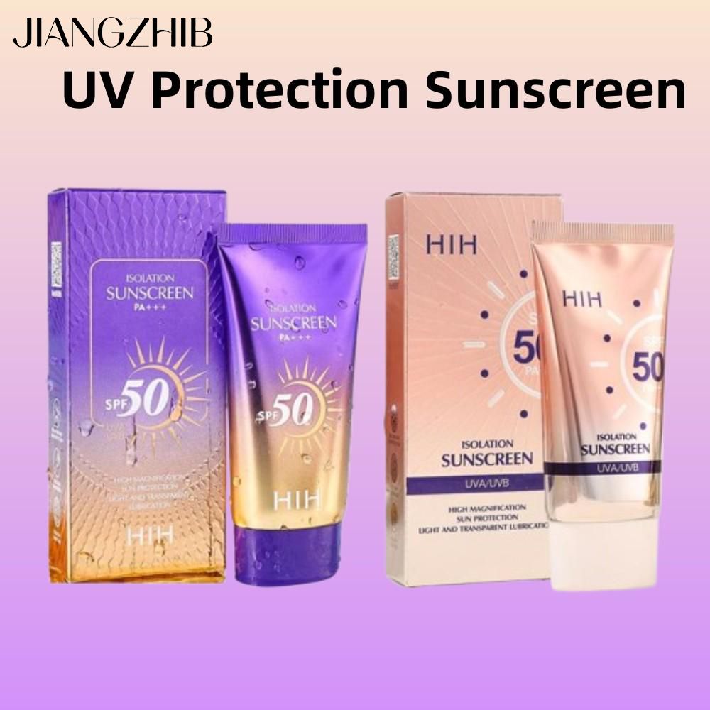 Jiangzhib 【Buy 1 Get 1 Free】Sunscreen, Sunscreen for Face, Hih Sunscreen Spf 50+++ Pa+++, Pink Tube, Purple Tube, Shiny, Easy to Spread, Controls Oil, Waterproof, Sweat-Proof.