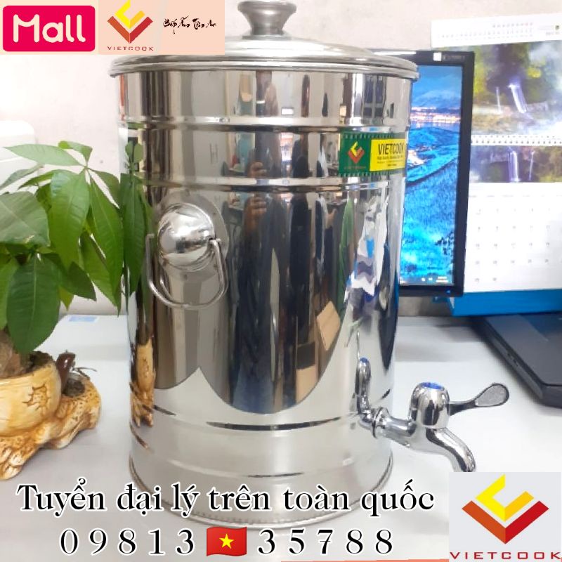 [VIETCOOK OFFICIAL] Bình đựng nước inox 10 lít, 15 lít, 20 lít, 25 lít inox 304 có vòi cao cấp VIETCOOK