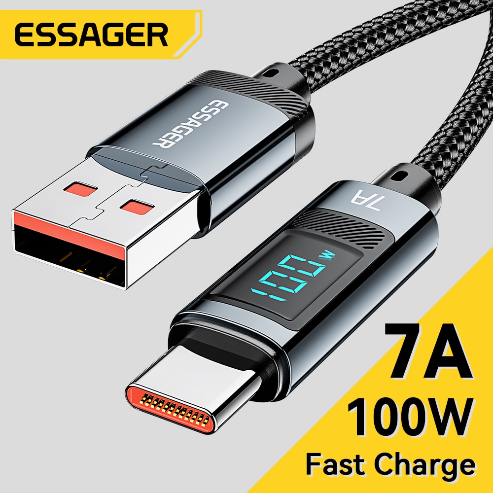 Essager 7A loại USB C cáp 100W USB C sạc dữ liệu cho iphone14 13 Realme Huawei P40 30 Pro 66W sạc nh