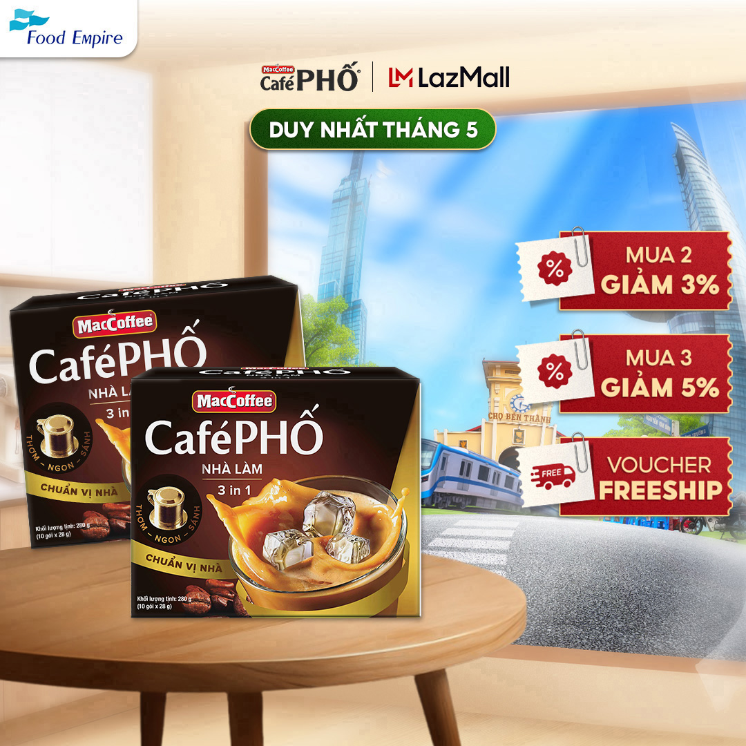 Combo 2 hộp Cà phê Phố Nhà làm - MacCoffee (hộp 10 gói x 28g)