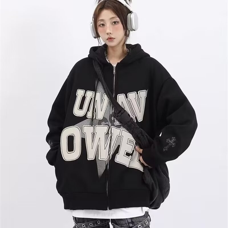 MOLAN Áo hoodie nam-Áo Cardigan in chữ cái lười cổ điển cỡ lỡn lông cừu Áo Hoodie áo khoác áo khoác 
