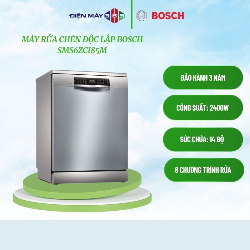 Bosch SMS6ZCI85M 14 bộ - máy rửa chén hiện đại - diệt khuẩn Hygiene Plus - vận hành êm ái