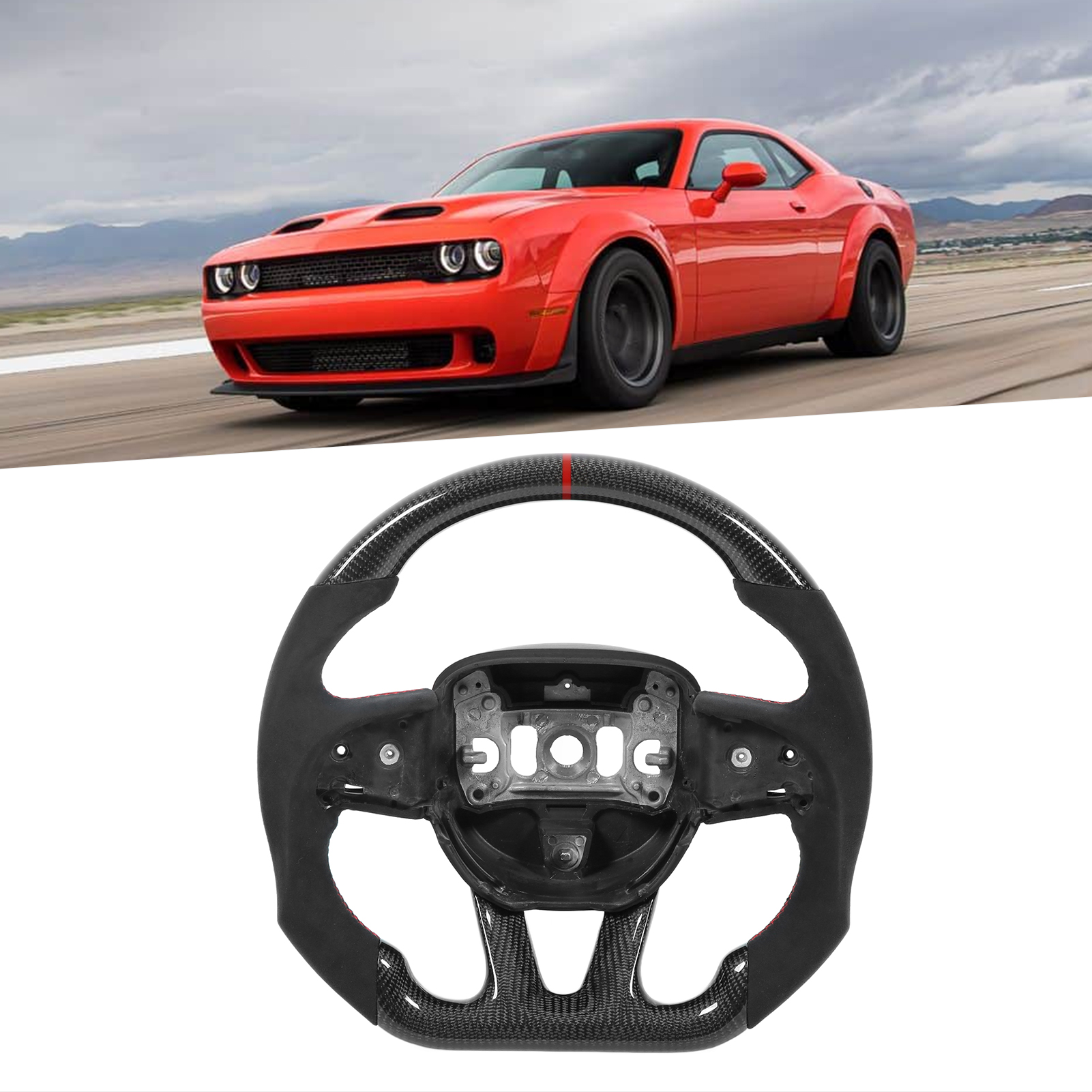 Flat Bottom Steering Wheel Carbon Fiber Steering Wheel Racing Design Replacement for Grand Cherokee SRT 2014-2021 for Car Modification ราคา 13,400 บาท*ส่งฟรี