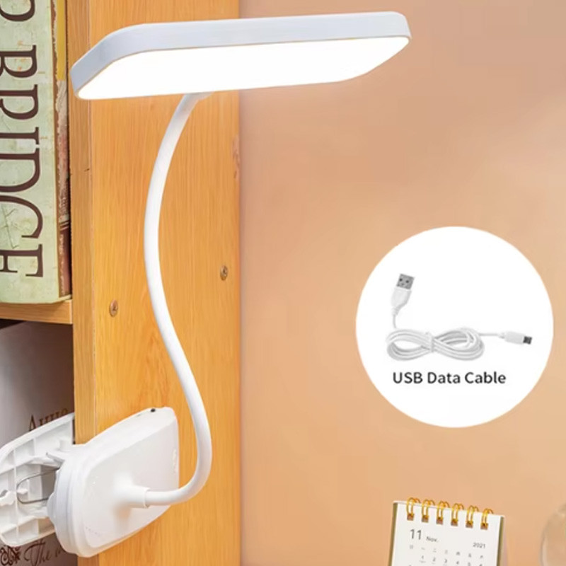 MLADEN 360 Flexible Table Lamp Led Desk Lamps 3 Modes Dimming Clip Study Lighting Desktop USB Book Light Rechargeable Reading Lamp