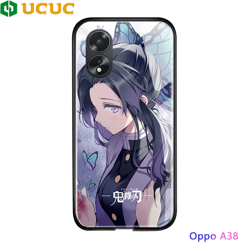 UCUC Ốp lưng cho OPPO A38 / OPPO A18 oppoa38 oppoa18 Ốp điện thoại chống sốc Anime cho nữ diệt quỷ cứu nhân Tanjirou Nezuko Vỏ Ốp Kính cường lực bóng loáng