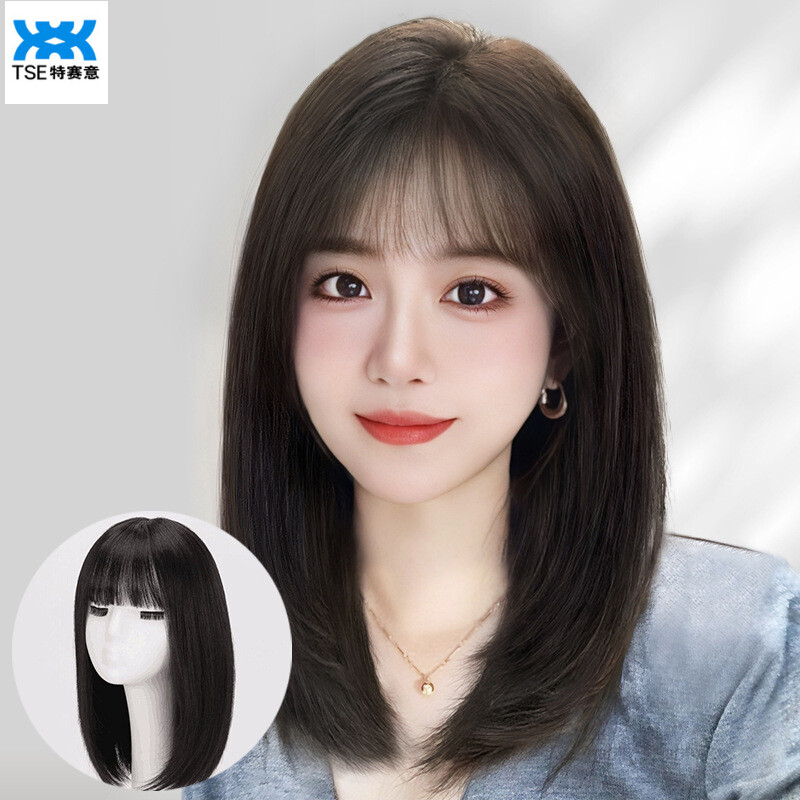 ผลิตภัณฑ์ความงามและการดูแลผิว TSE ผมยาวตรง WigTrue Collarbone Head ผู้หญิง Breathable,ผมมนุษย์เต็มรูปแบบ,การจัดส่งเข็ม,การแยกตะเข็บและไม่มีเครื่องหมายสามารถผูกด้วยฝาครอบวิกผม HXIN-017