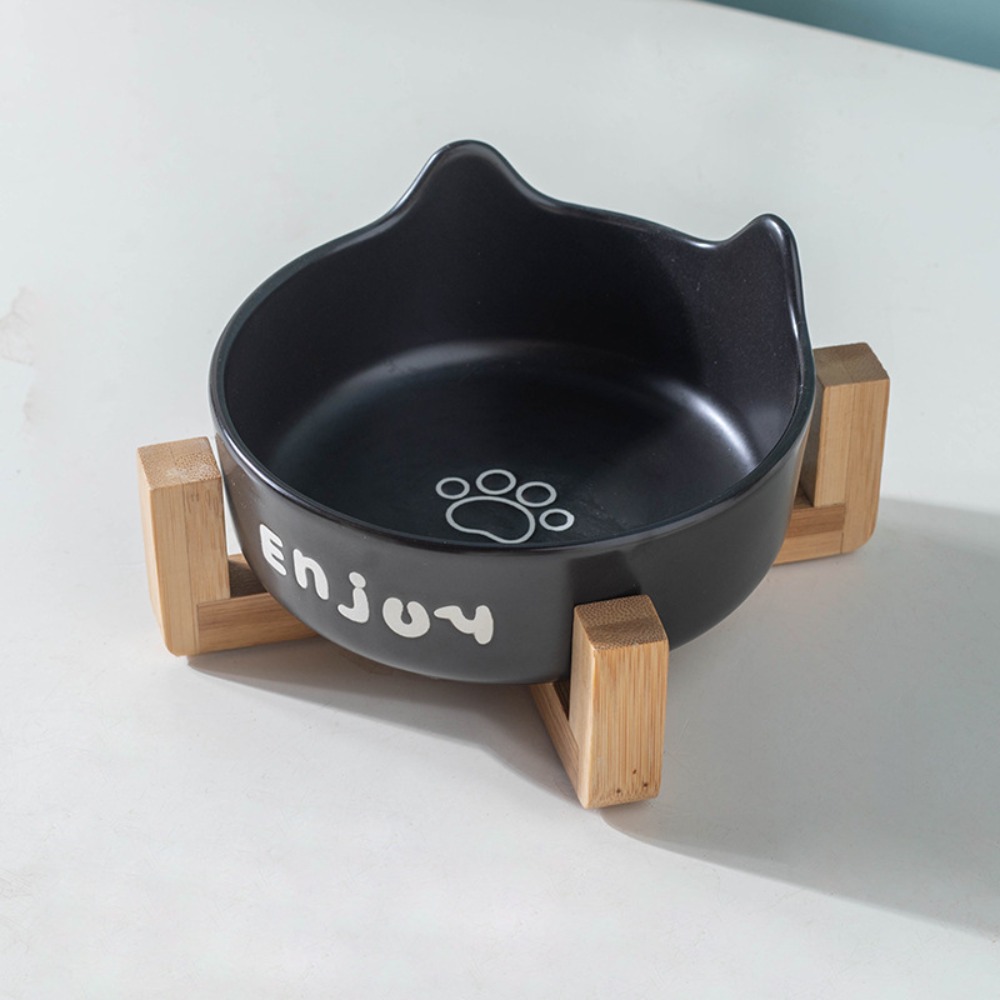 FINITIVE 1/2Pcs Set Gốm Bát cho mèo Thiết kế xẻ Chống trượt Bát cho chó nhỏ Chất lượng cao Nâng cao Máy cấp nước Đồ dùng cho chó mèo nhỏ - 2
