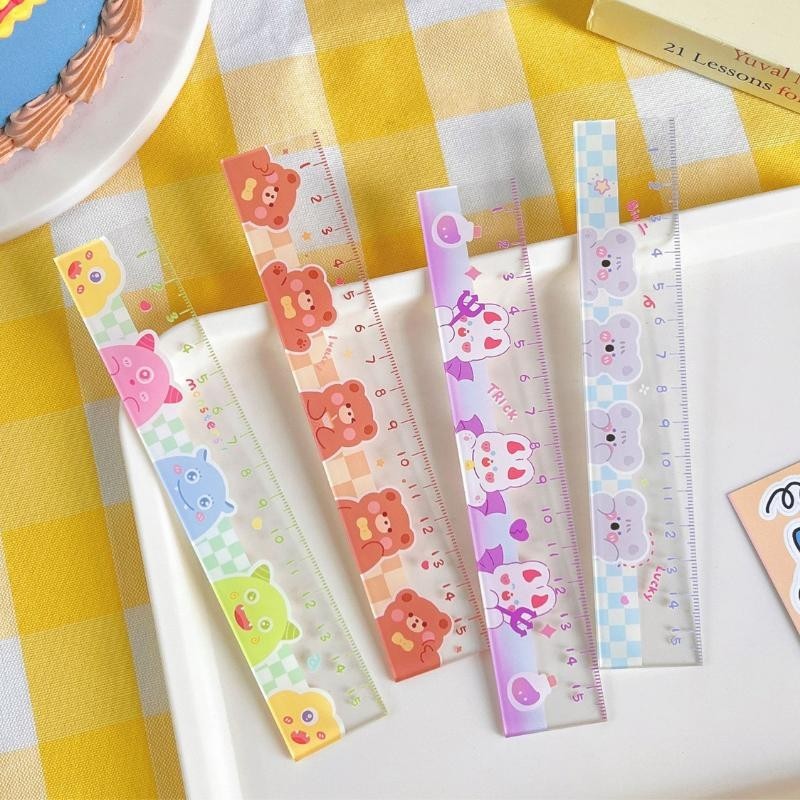 Thước kẻ trong suốt hoạt hình dễ thương 15cm họa tiết cute K125 thước nhựa đa dụng trong học tập
