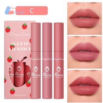 3PCS Velvet Matte Glaze Waterproof Non-marking Lipstick Long Lasting Rouge Make Up Set