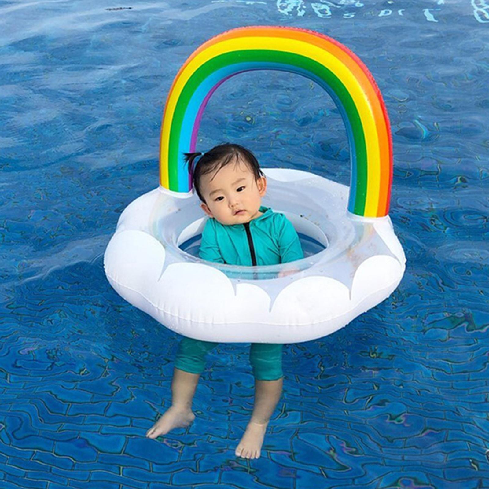 Rainbow Inflatable Swimming with Seat Swimming Circle for Baby Infant