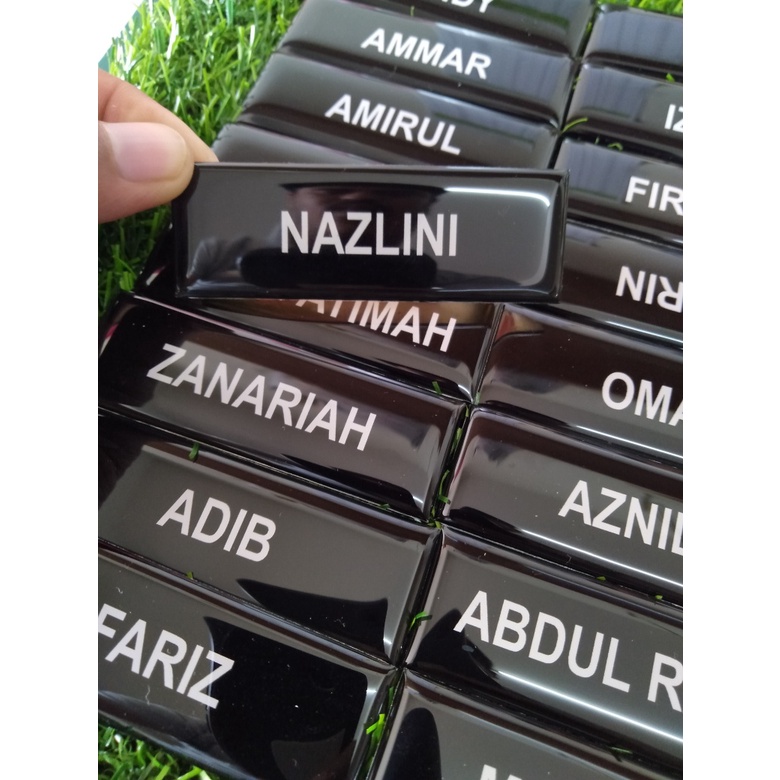 DONE IN 3 WORKING DAY | Name Tag Epoxy Acrylic Hitam Putih (75x25mm)