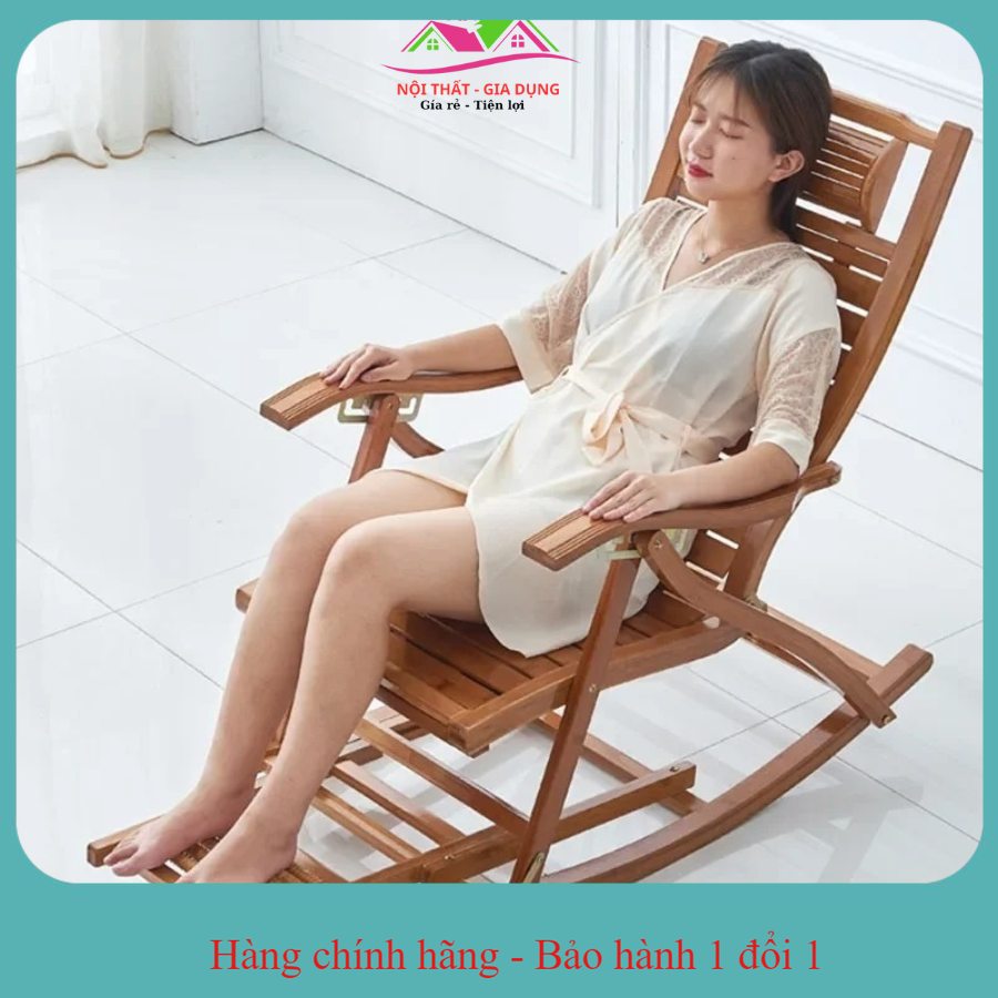 Ghế thư giãn bập bênh gấp gọn tiện lợi, ghế gỗ tre bền đẹp tự nhiên an toàn thân thiện môi trường - Ghế tựa gấp gọn Gd470