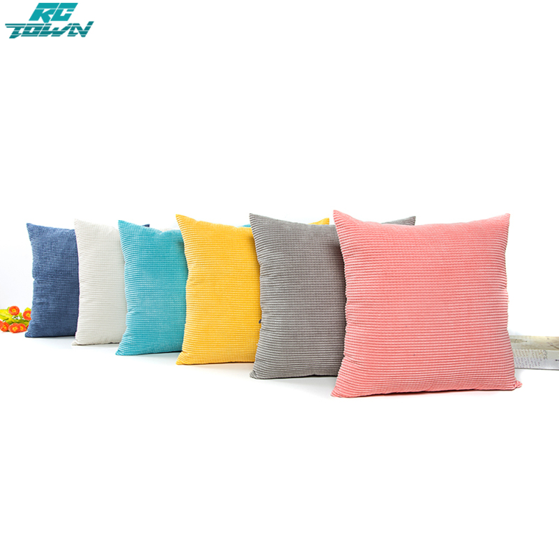 Simple Solid Color Comfortable Corduroy Decorative Square Throw Pillow Cover without Filling ราคา 73 บาท*ส่งฟรี