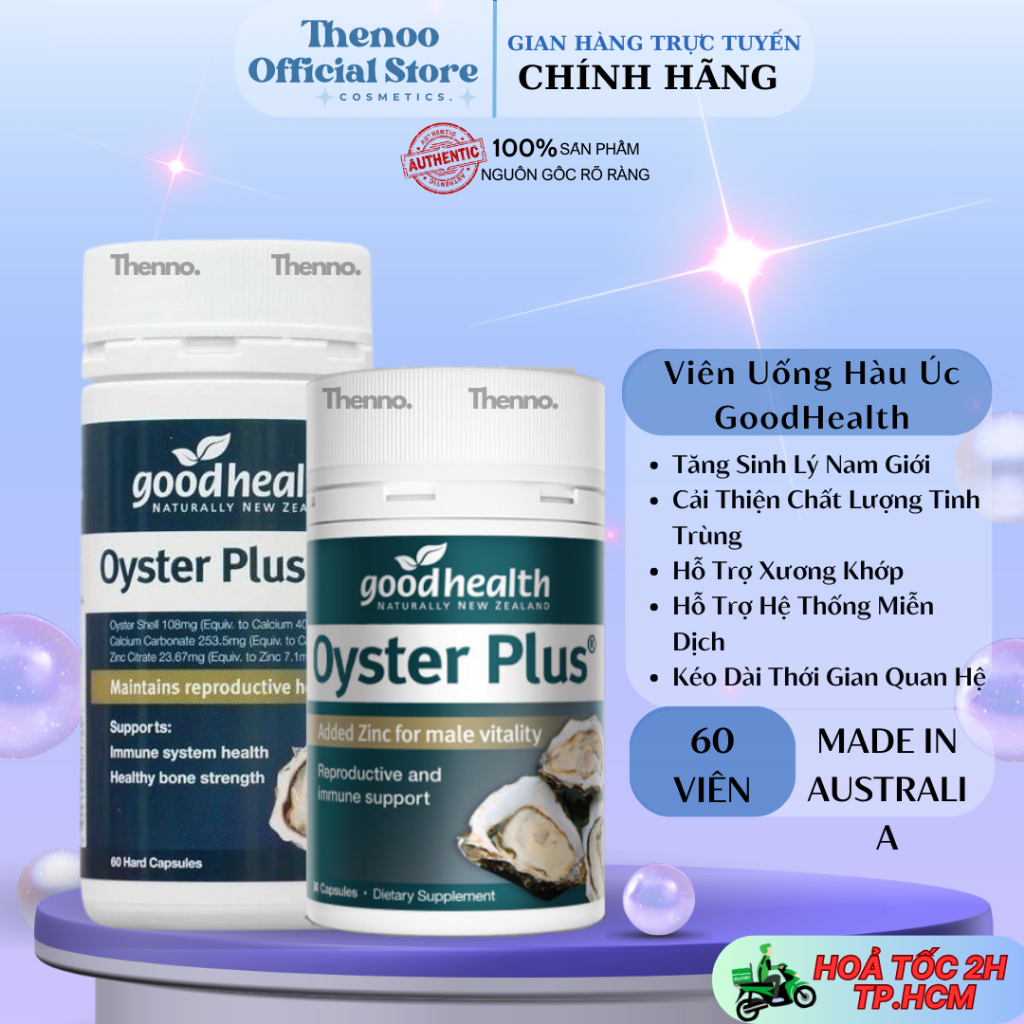 (Che Tên) Viên Uống Tinh Chất Hàu Úc Oyster Plus ZinC Good Health 60 Viên Giúp Tăng Cường Sinh Lý & Hỗ Trợ Nam Giới