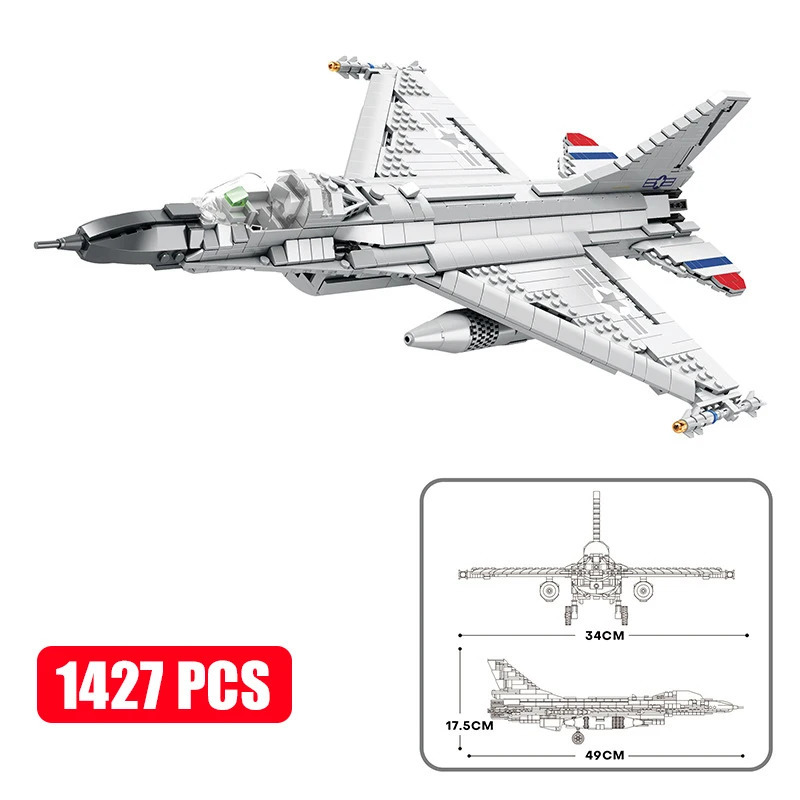 MOC Military Series Jump Jets F14 F16 F18 F22 F35 Khối xây dựng máy bay Chiến binh Mô hình gạch Đồ c