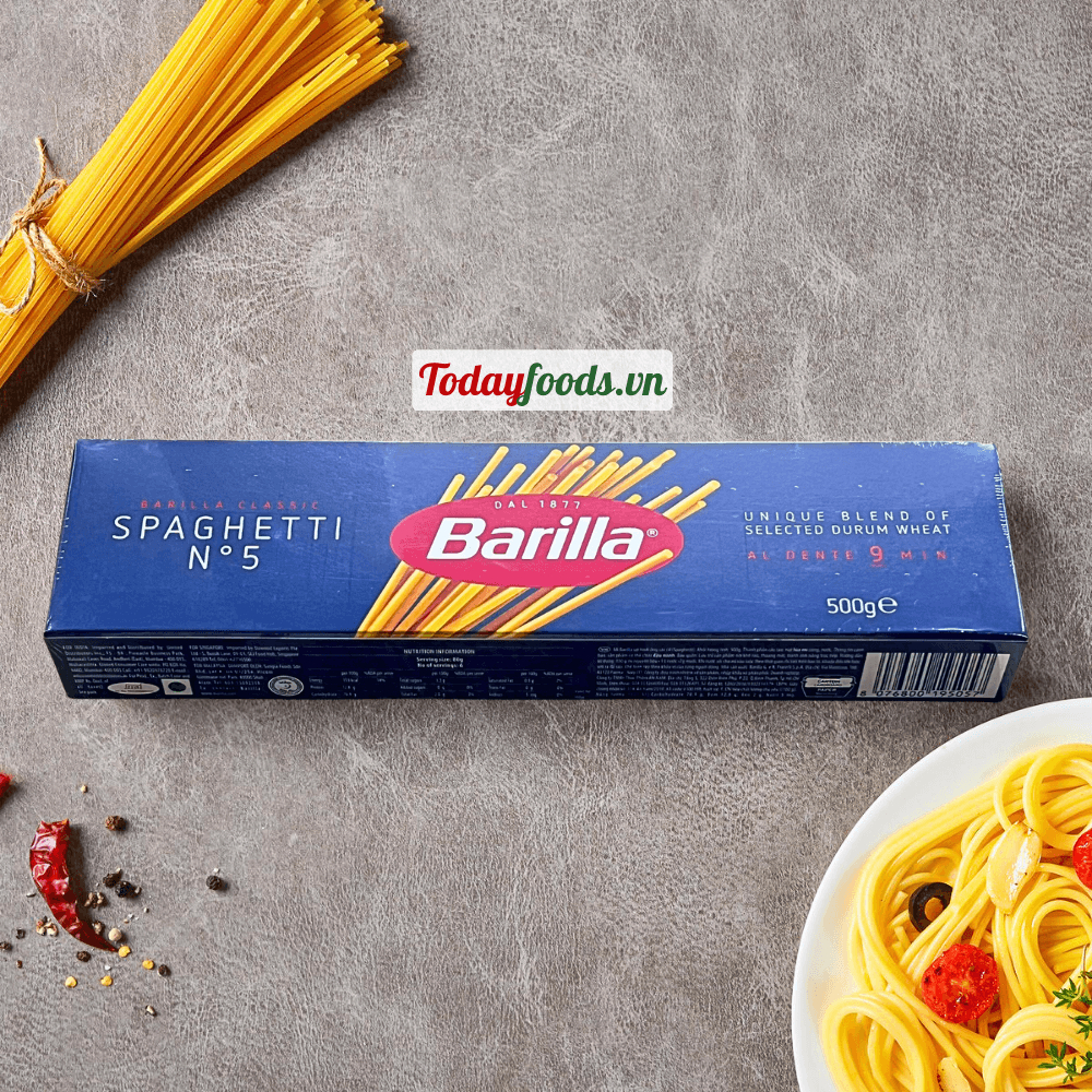 Mì Spaghetti Số 5 Barilla 500G – Chuẩn Hương Vị Ý | Mì Ý Barilla Spaghetti No.5