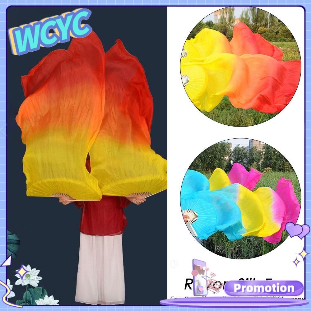 Wcyc bán màu gradient phụ nữ trẻ dài giả lụa dài người hâm mộ lụa người hâm mộ múa bụng fan rayon lụa người hâm mộ