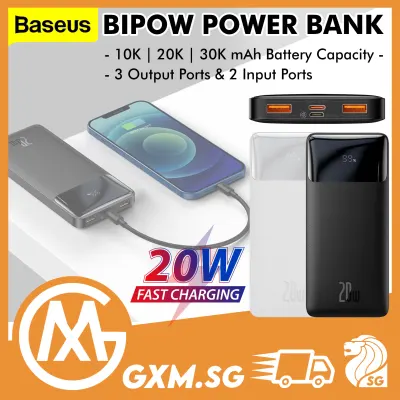 Baseus Bipow Digital Display 20W PD Fast Charge 10000mAh 20000mAh 30000mAh Multi Port Portable Charger Power Bank Fast Charge Powerbank