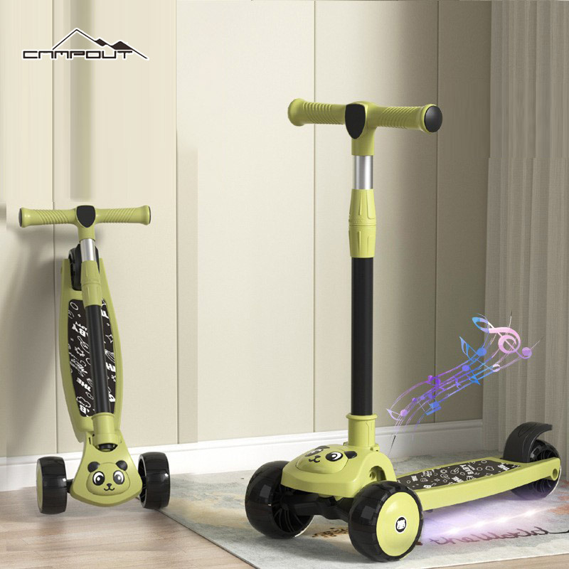 【CAMPOUT】Children's scooter 1-3-6-8 years old boy and girl baby folding flash big wheel yoga kids scoot