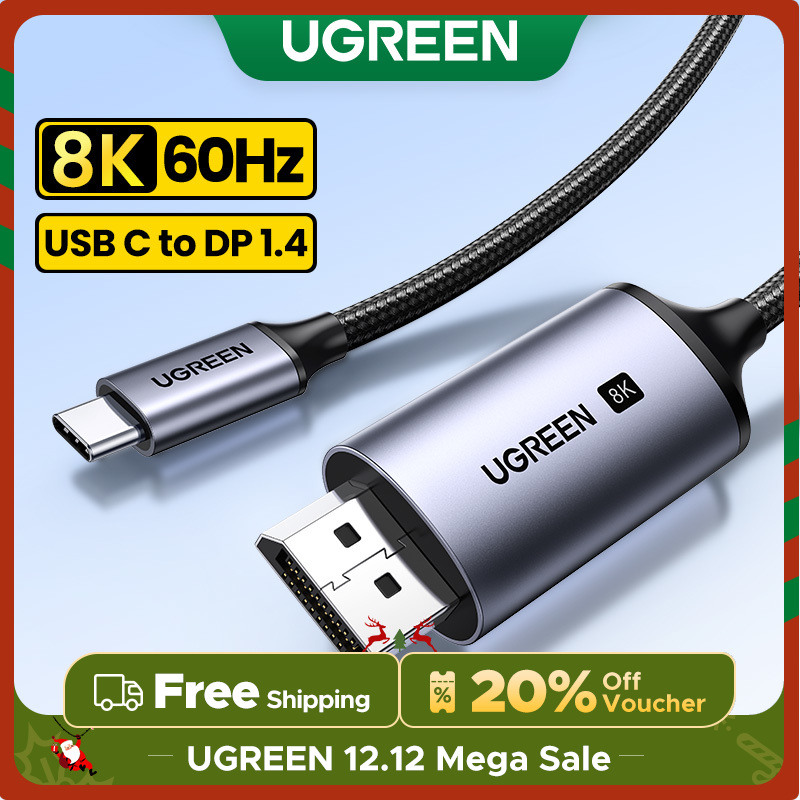 UGREEN Type c to DP1.4 Cable 8K 60Hz Uni-directional Support Support VVR Funcion 3D HDR Dolby for laptop Desktop Monitor model:25158