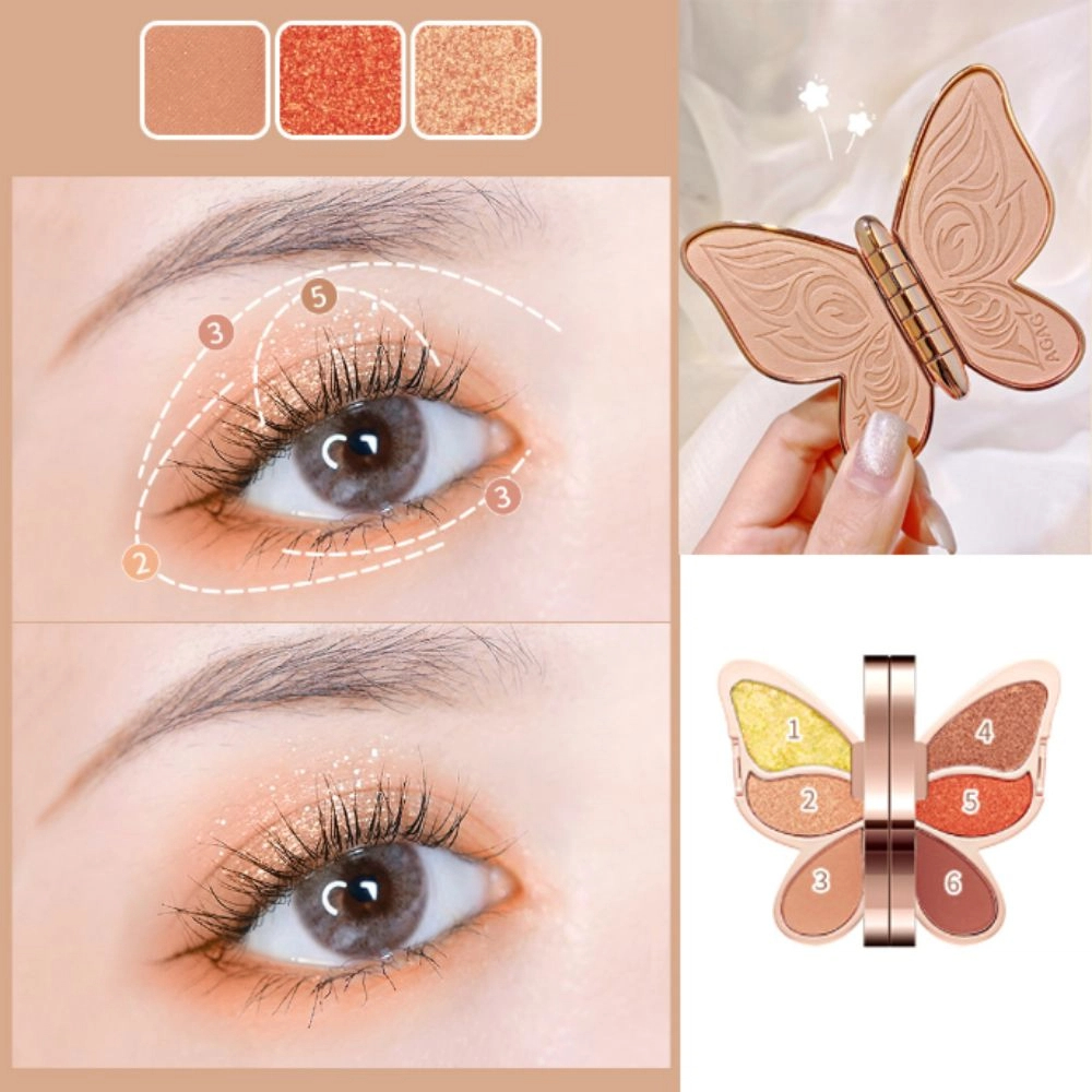 ELSFL Hình dạng bướm Bảng phấn mắt Mờ Bền bỉ Bảng phấn mắt lấp lánh Vẻ đẹp Làm sáng Phấn mắt tông đất Phụ nữ