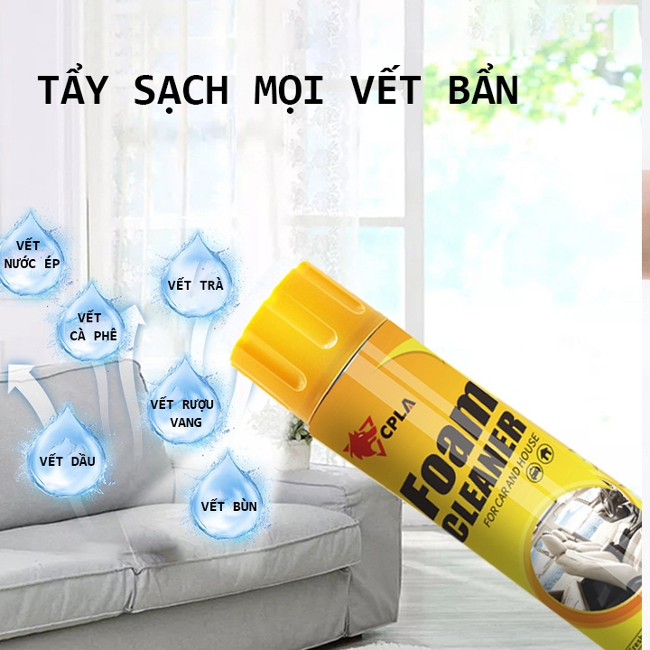 Chai Xịt Vệ Sinh Sofa Da, Vệ Sinh Nội Thất Ôtô Foam Cleaner Làm Sạch Ghế Da, Tẩy Ghế Sofa đa năng 650ml