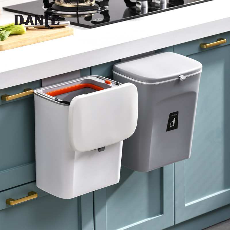 wall mounted trash can with inner tube, household cabinet door, bathroom hanging classification sliding cover, creative trash can wholesale ราคา 376 บาท*ส่งฟรี