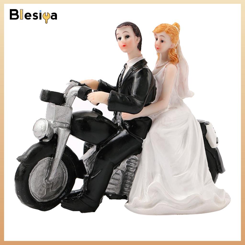 โมเดลฟิกเกอร์ อาร์ตทอย กล่องสุ่มของสะสม ของเล่นและโมเดลสะสม Blesiya Wedding Motorcycle Resin Figurine Cake Topper Centerpieces