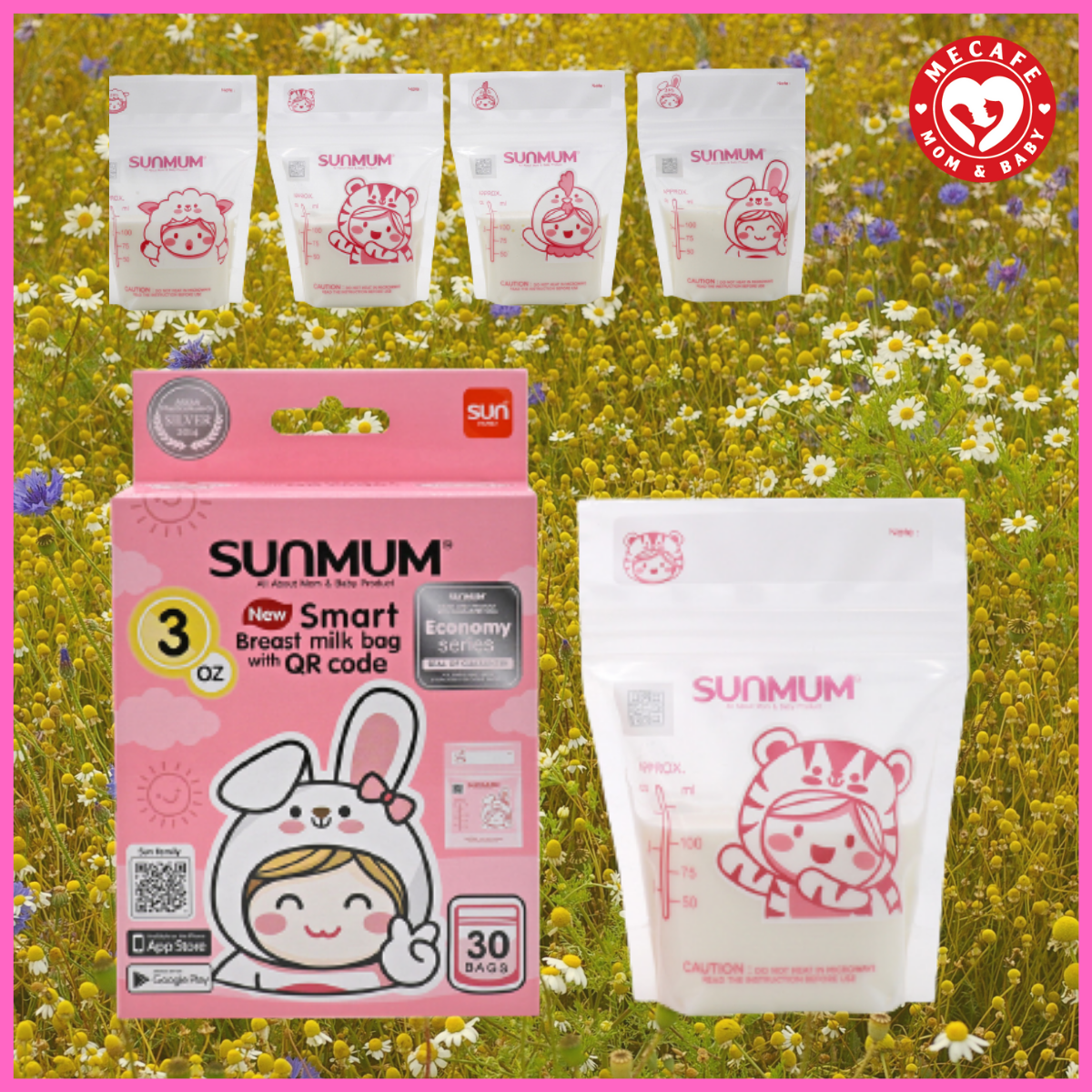Hộp 30 túi trữ sữa sunmum mini 100ml Thái Lan mẫu mới
