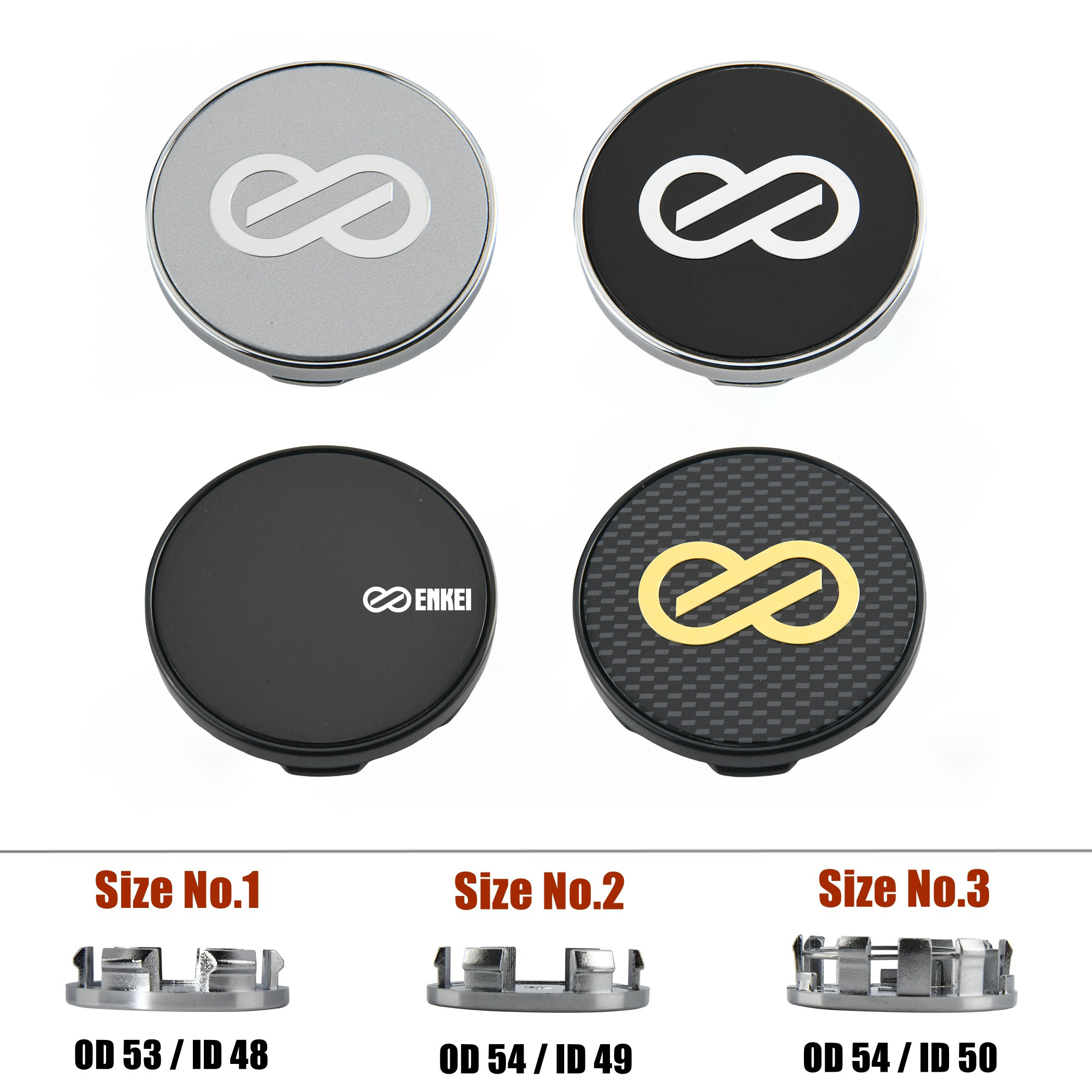【Hot deal】 4PCS Wheel Center Cap 53mm & 54mm Rim Cover Hub Cap ENKEI Emblem Wheel Cap Car Accessorie
