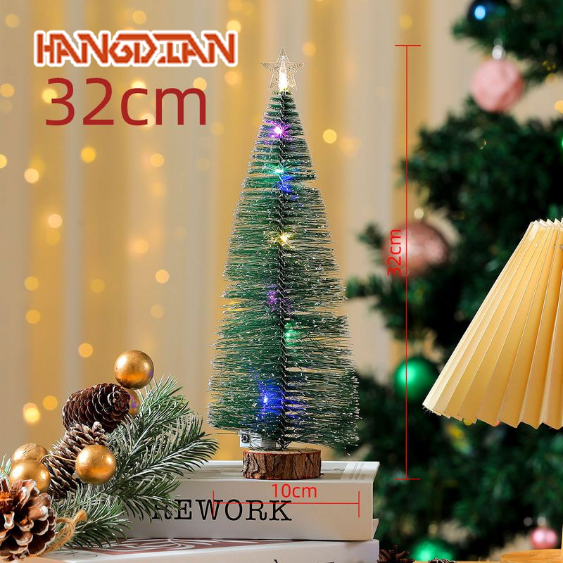 Hangdian Mini Cây Giáng Sinh Với đèn LED Đầy Màu Sắc Và Sao Topper Cho Máy Tính Để Bàn trang trí ngày lễ