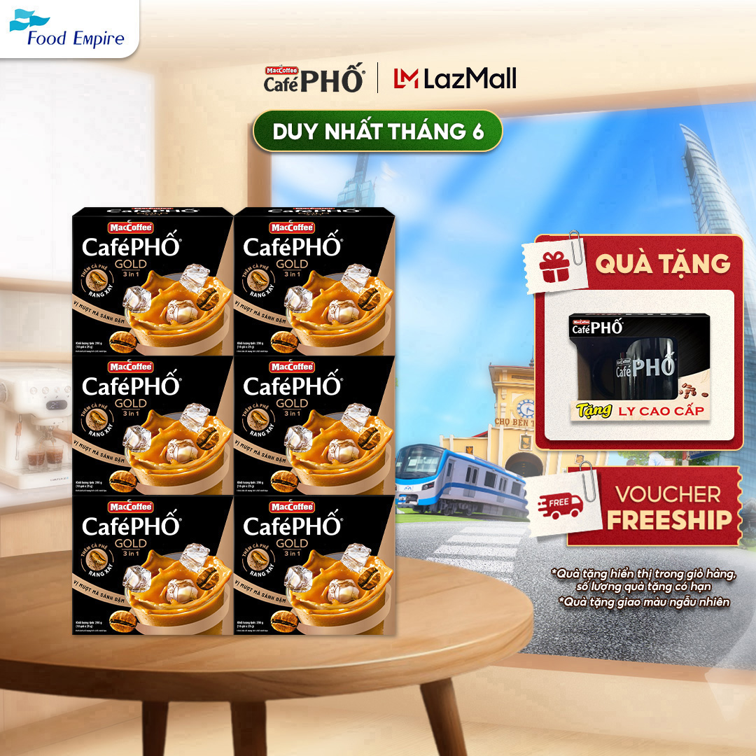 Combo 6 Hộp cà phê Phố sữa đá GOLD - MacCoffee (hộp 10 gói x 28g)