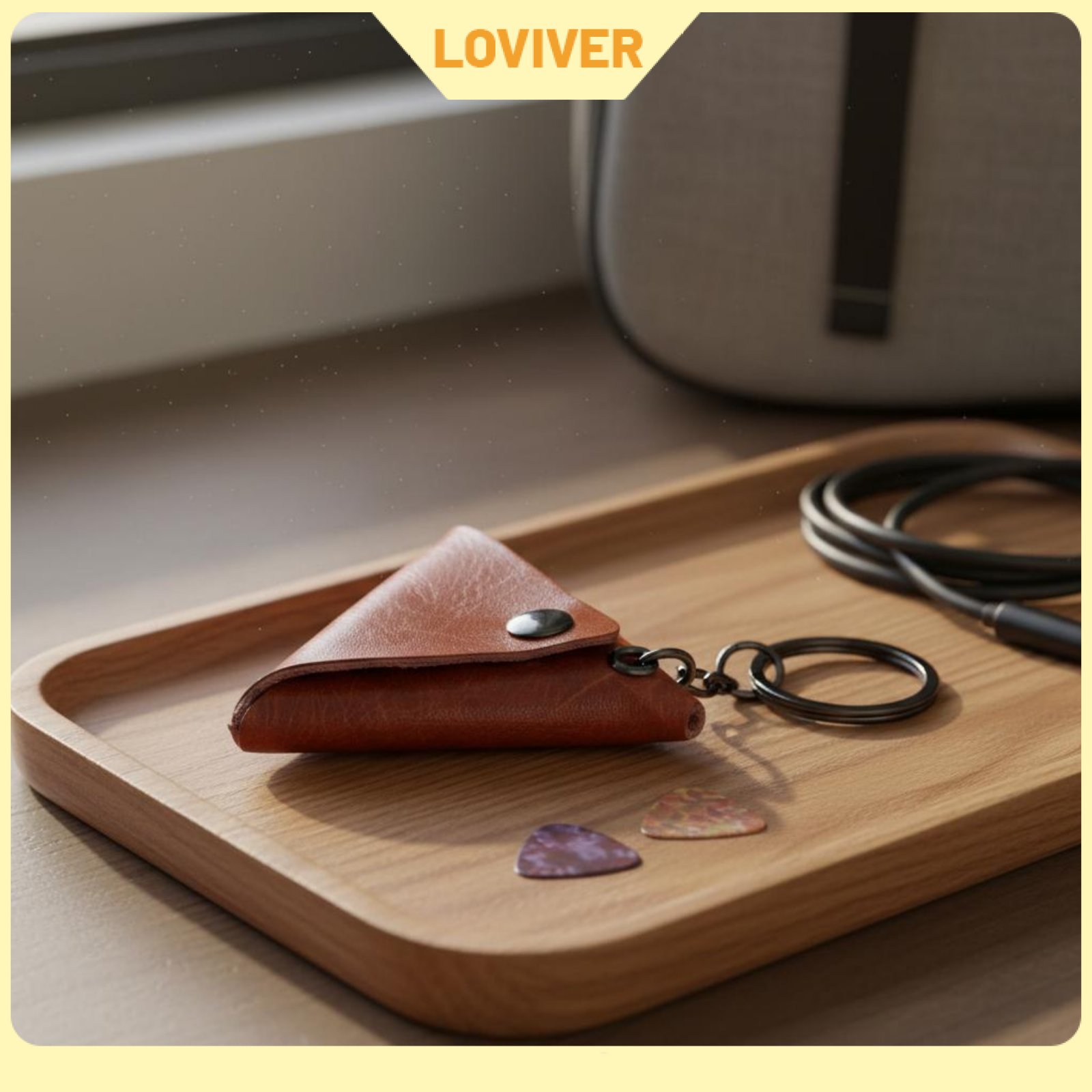 LOVIVER Holds 10+ Picks Leather Guitar Pick Holder Keychain Snap Button Closure Guitar Pick Pouch Key Fob Fashionable Design Musical Instrument Accessory Great Gift Idea for Musicians, Travel ราคา 4,421 บาท*ส่งฟรี