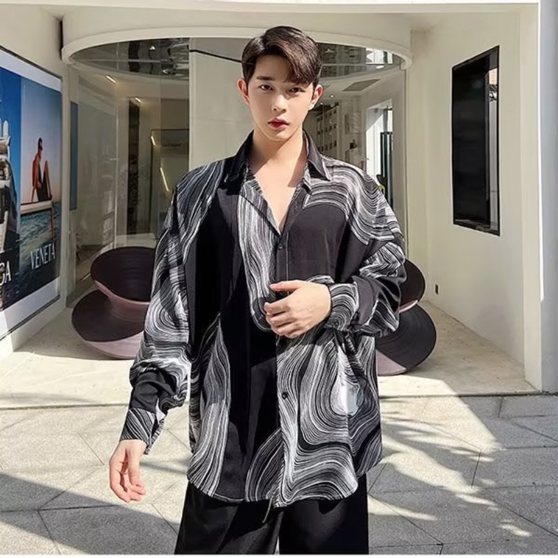 ASRV áo sơ mi áo nam áo boy phố áo sơ mi nam boypro Áo Sơ Mi Nam hợp thời trang Áo sơ mi đen sọc trắ