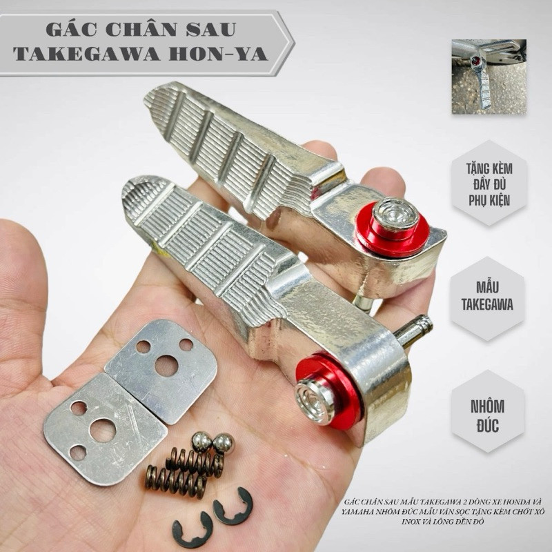 Gác chân CNC ĐÚC cho Honda , Yamaha tặng long đền KITACO + Khâu CNC Gác chân inox 304 Exciter Sirius Wave Vario WinVario