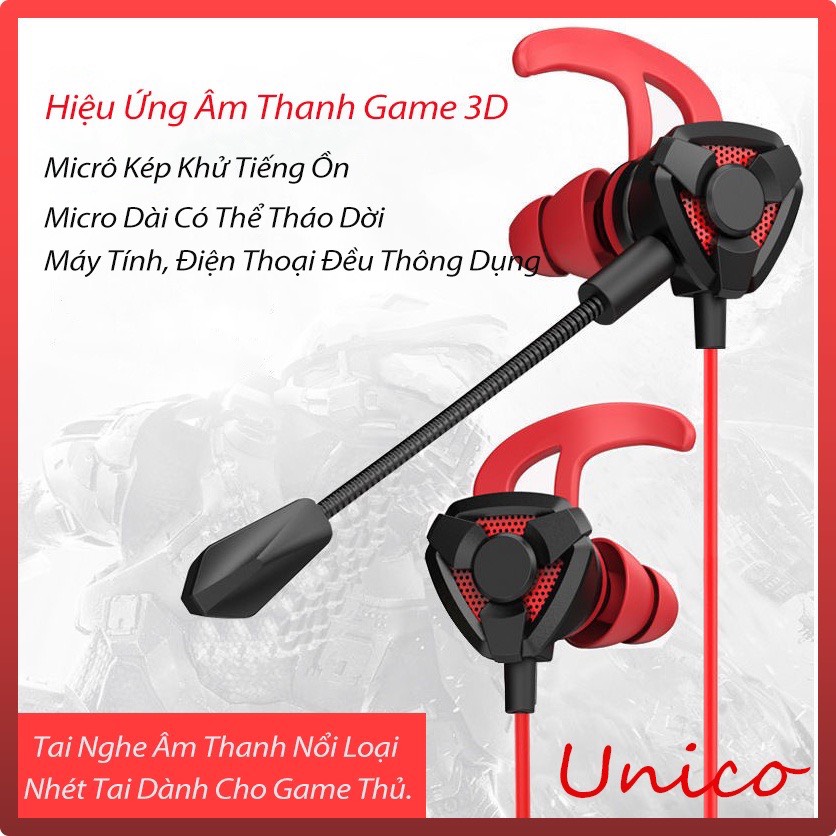 Tai Nghe PUBG Gaming Có Dây Nhét Tai Chơi Game Chống Ồn Có Mic In Ear Cho