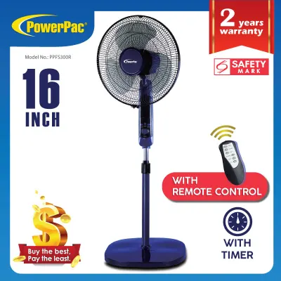PowerPac Stand Fan 16 Inch Electric standing fan with Remote Control (PPFS300R)