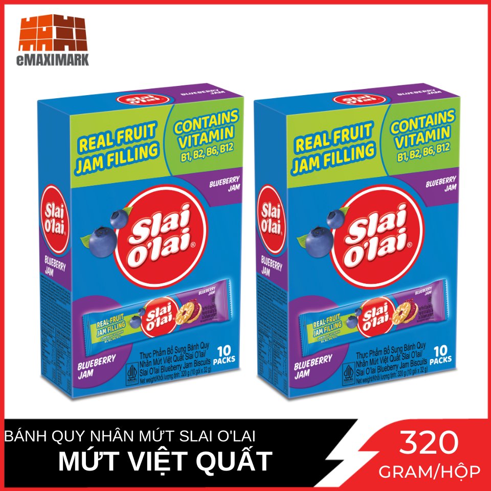 Combo 2 hộp bánh quy slai o’lai nhân mứt việt quất hộp 320g