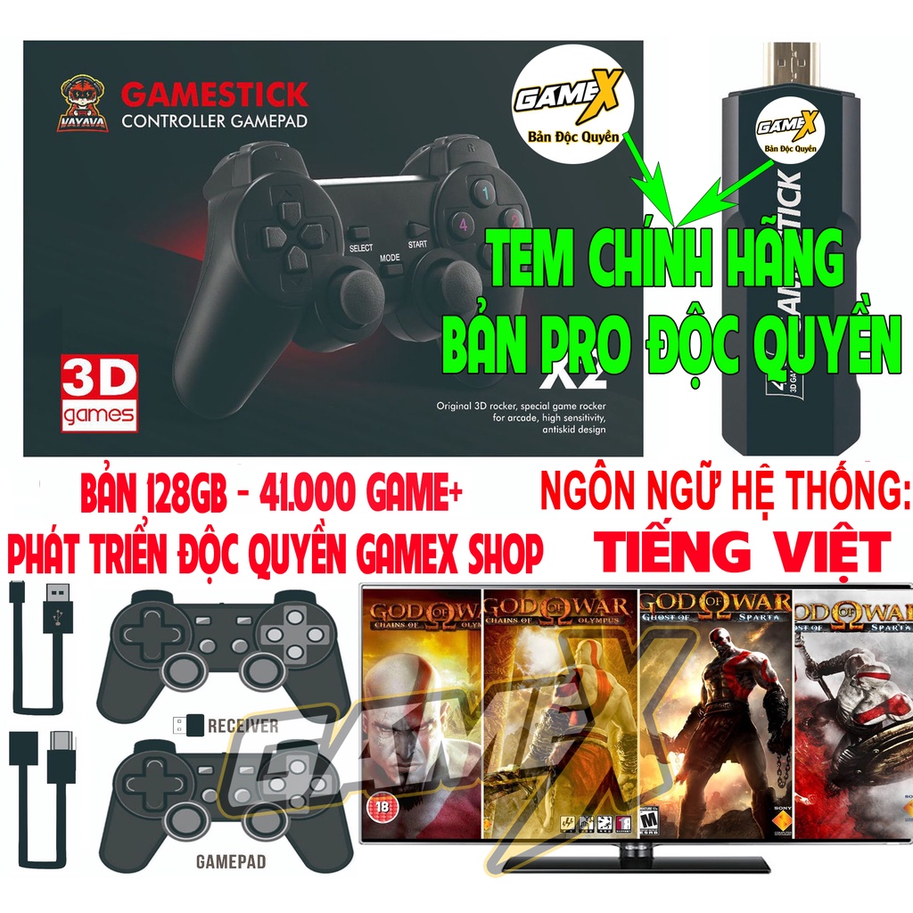 [Chính Hãng] Game Stick 4k Đỏ X2Pro Mới 41000+ game psp ps1 3d... máy chơi game cầm tay 4 nút giá rẻ