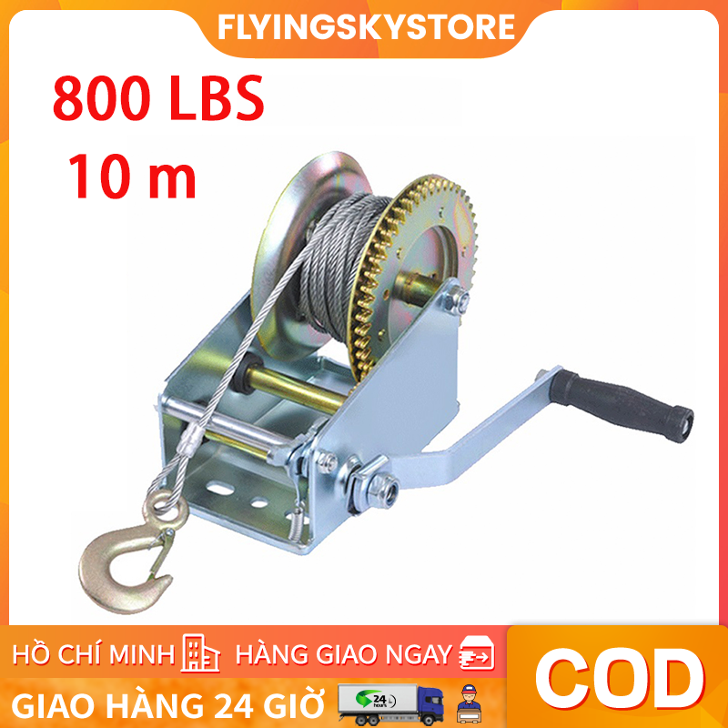 Tời quay tay 800 LBS có cáp cao cấp chịu tải trọng kéo cao khỏe, nâng hạ hàng hóa, chịu tải kéo vật nặng.